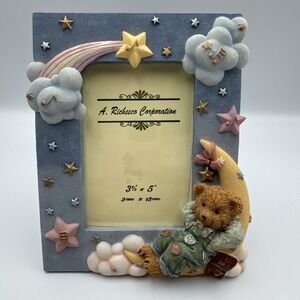 A. Richesco Resin Baby Picture Frame Bear On A Crescent Moon Shooting Star